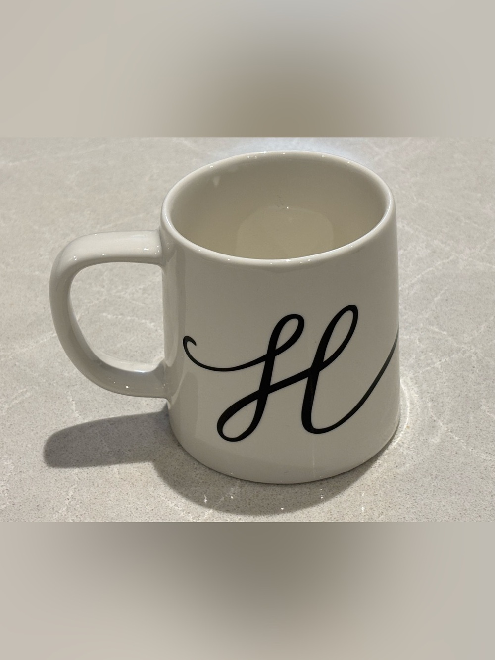 Indigo Cursive Monogram Mug Letter H White Black Script Coffee Cup Retired